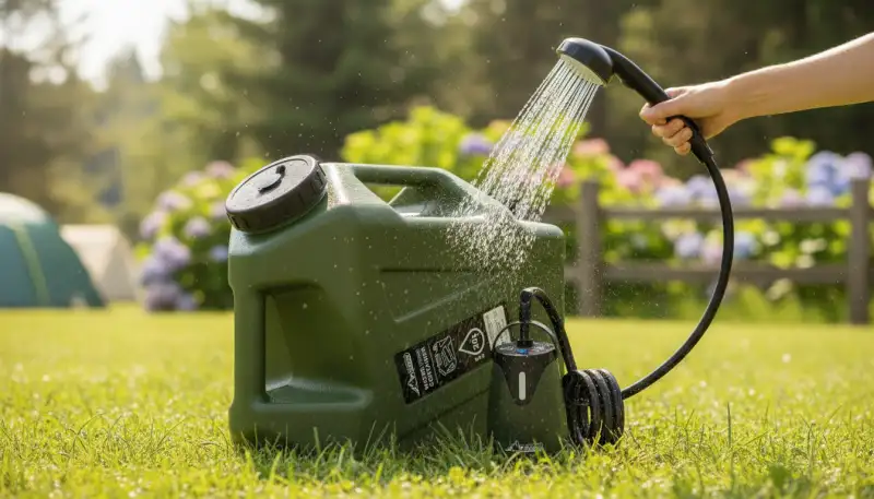 Gartendusche mit Wassertank: Autarke Erfrischung
